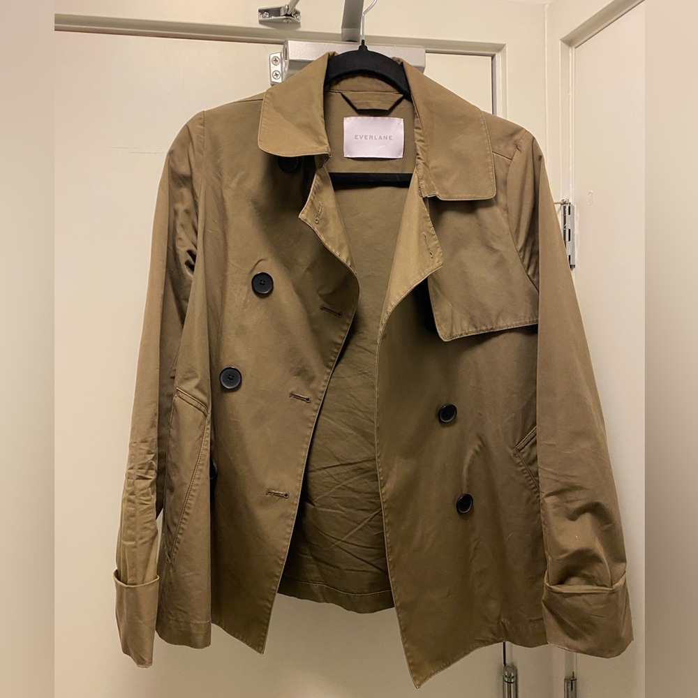 Everlane Short Trench Jacket - Olive/Beige